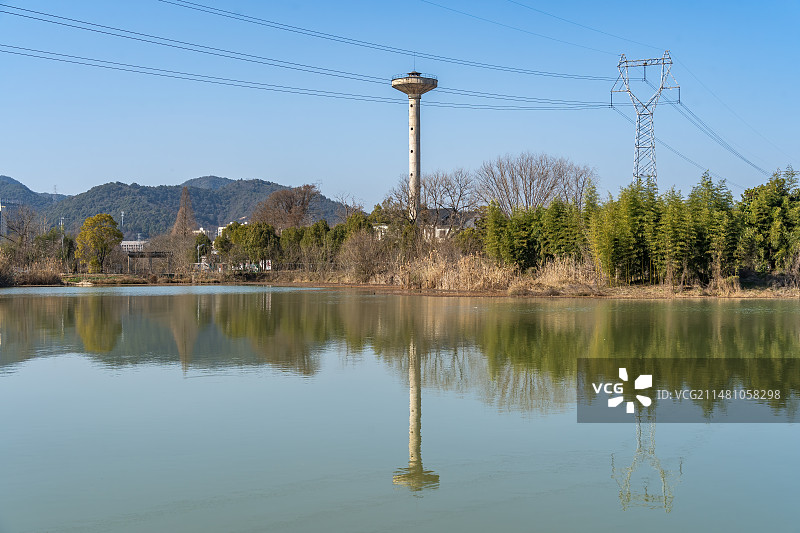 杭州富阳 阳陂湖 湿地公园 生态环境 美丽乡村图片素材