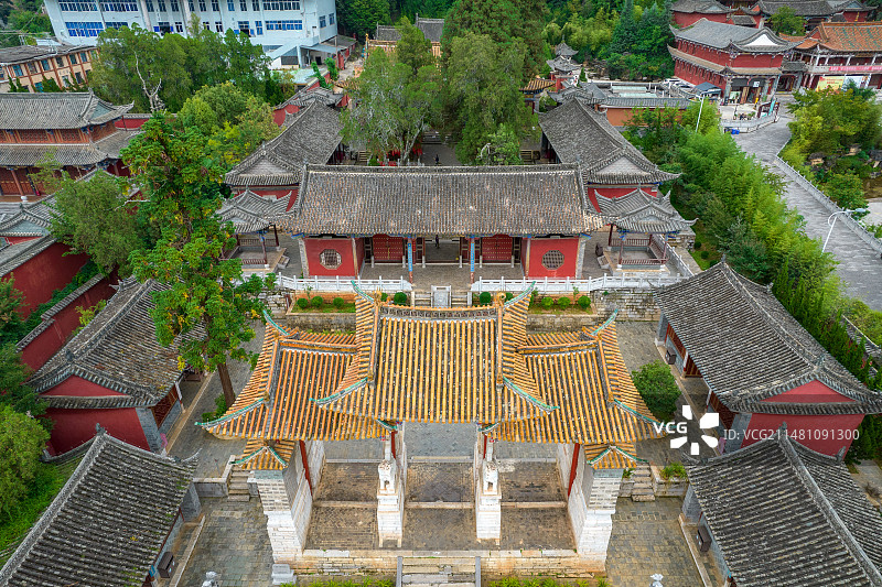 中国云南省玉溪市通海县文庙航拍图片素材