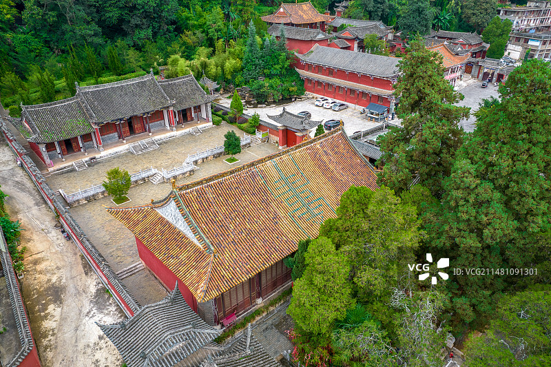 中国云南省玉溪市通海县文庙航拍图片素材