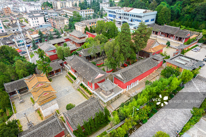 中国云南省玉溪市通海县文庙航拍图片素材