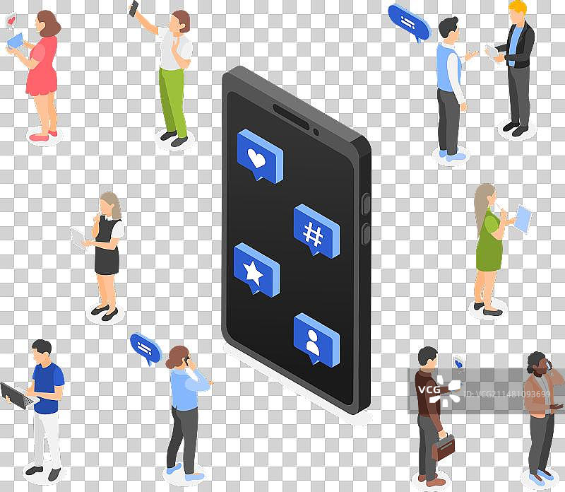 2.5D社交媒体沉迷人群图片素材