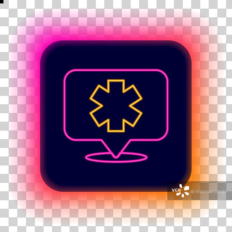 发光霓虹灯医疗急救标志图片素材