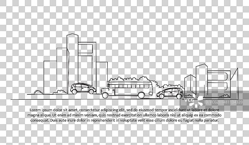 繁忙城市交通景观连续线条设计图片素材