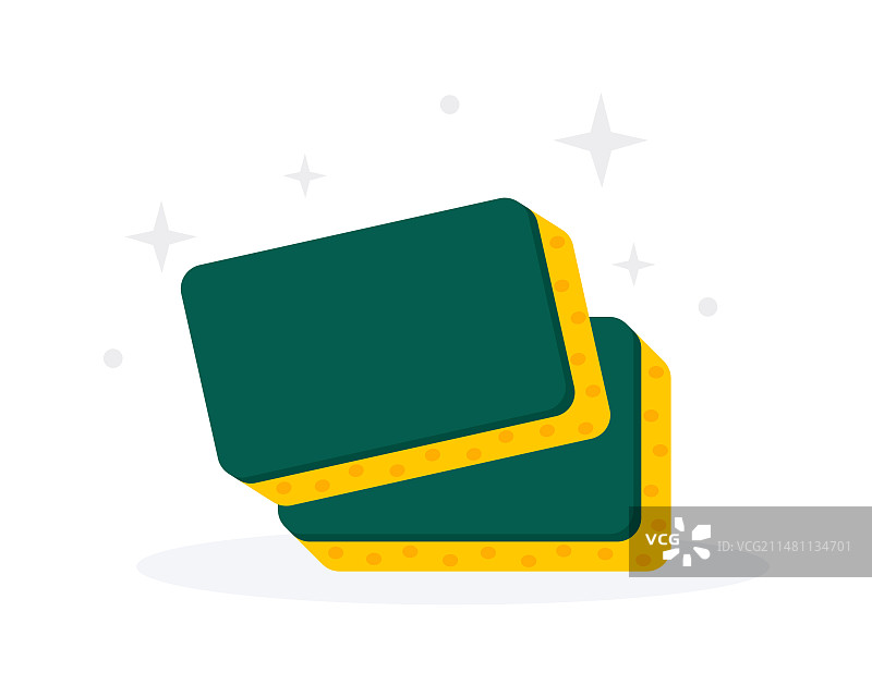 两块带黄色圆点的深绿色清洁海绵图片素材