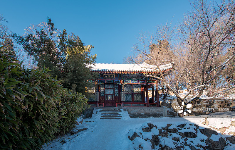 谐趣园冬雪图片素材