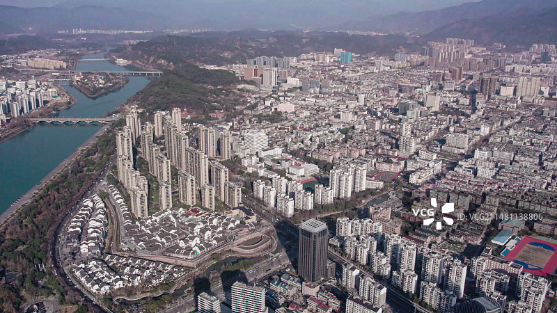 航拍福建福清市中心图片素材