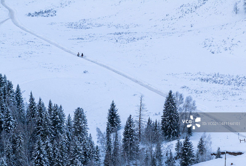 雪国童话-冬季禾木航拍图片素材