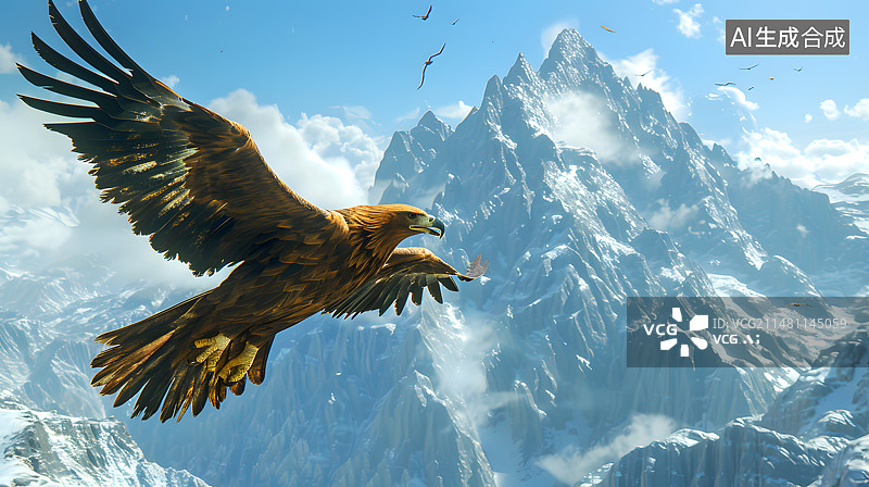【AI数字艺术】鹰击长空雄鹰展翅背景图片素材