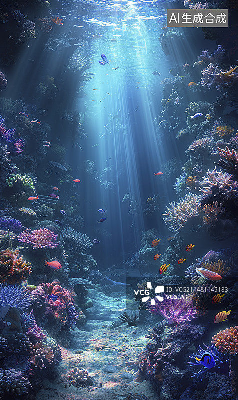 【AI数字艺术】热带鱼珊瑚礁海底生态环境图片素材