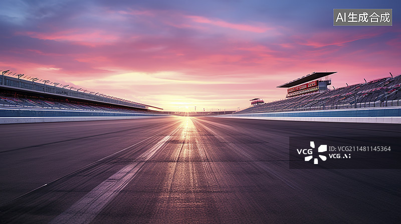 【AI数字艺术】日落黄昏时的赛车场图片素材