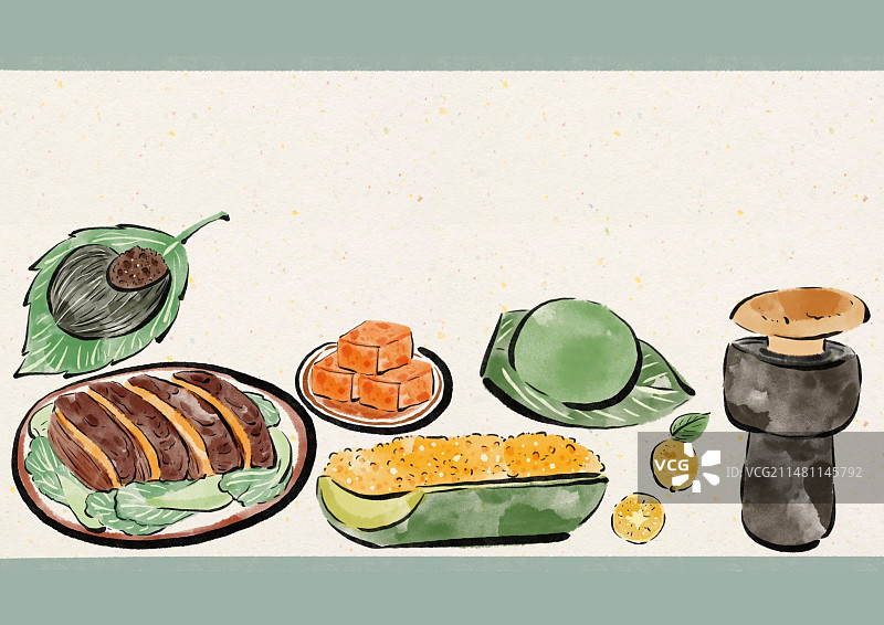 水墨风桂林美食插画图片素材