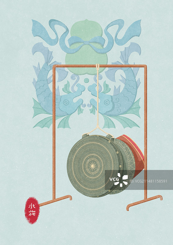 水族礼乐器物铜鼓图片素材