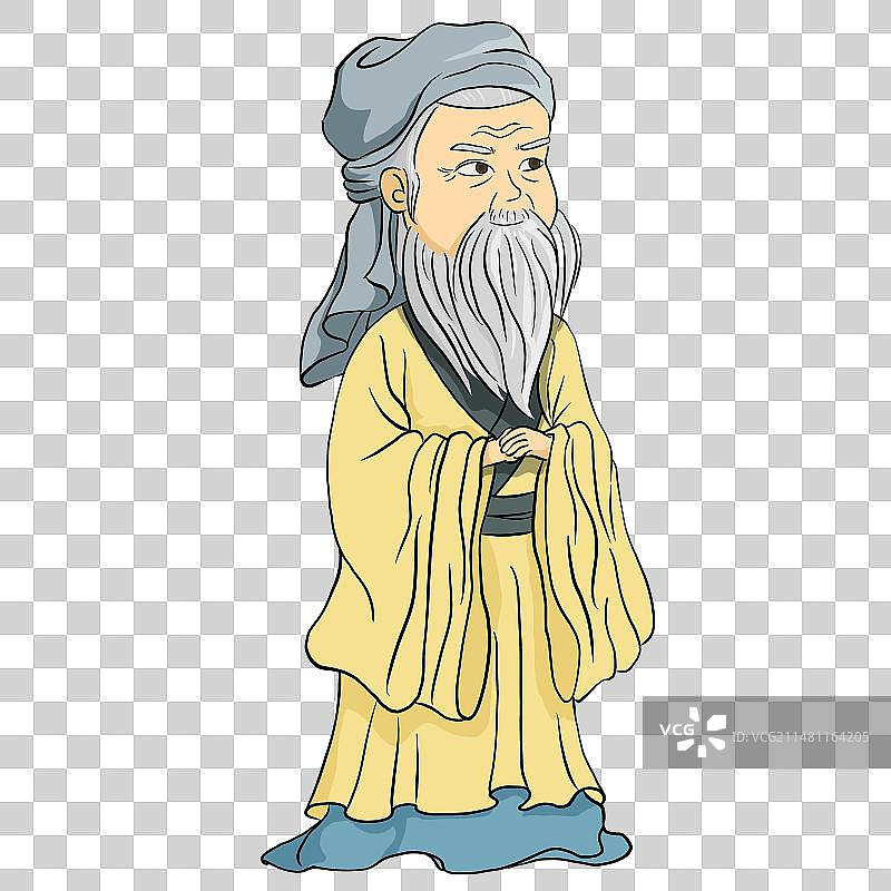 手绘古代古风老年人周公图片素材