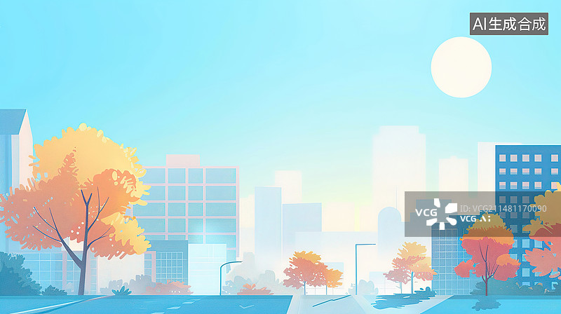 【AI数字艺术】城市天际线剪影图片素材