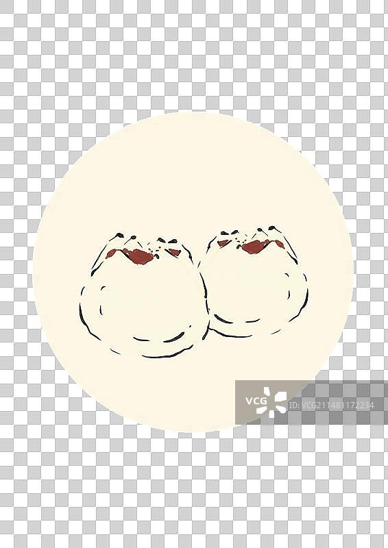 水墨风香港美食插画元素-叉烧包图片素材