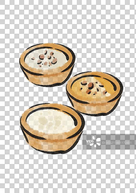 水墨风香港美食插画元素-钵仔糕图片素材