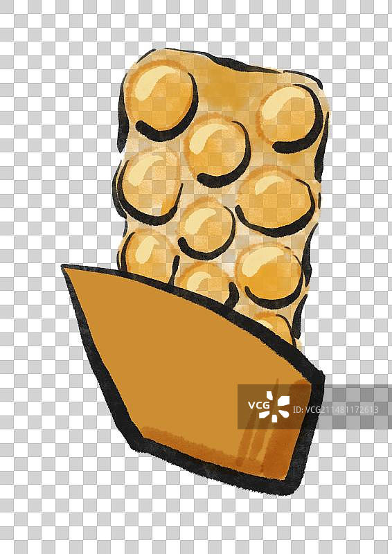 水墨风香港美食插画元素-鸡蛋仔图片素材