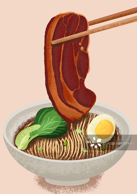 一碗大肉面青菜卤鸡蛋图片素材