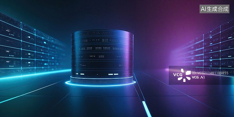【AI数字艺术】大数据服务器机房概念图图片素材