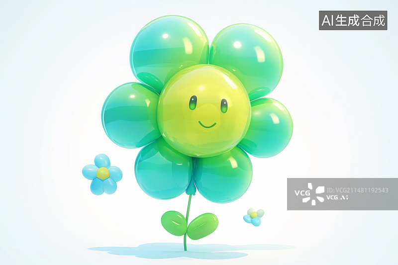 【AI数字艺术】可爱3D膨胀风格小花朵图片素材