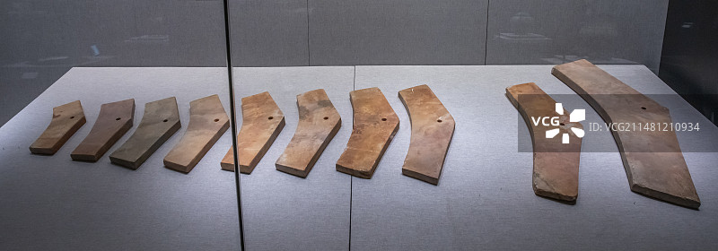 河南省博物院石编磬13件乐器春秋公元前770-前476年2005年上蔡县郭庄楚墓出土图片素材