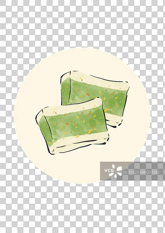 水墨风苏州美食插画元素-薄荷凉糕图片素材