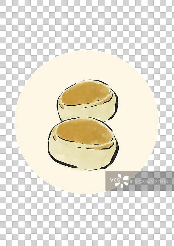 水墨风苏州美食插画元素-酒酿饼图片素材