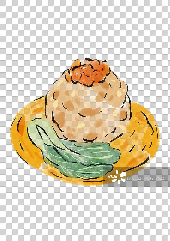 水墨风苏州美食插画元素-蟹粉狮子头图片素材