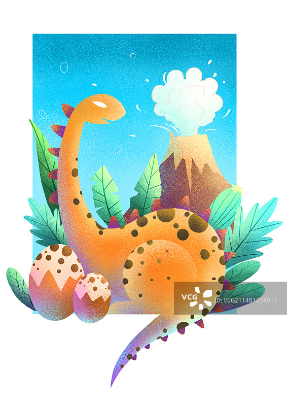 扁平噪点恐龙插画图片素材