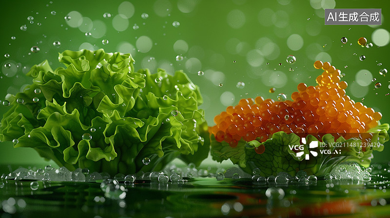 【AI数字艺术】生菜鱼子酱图片素材