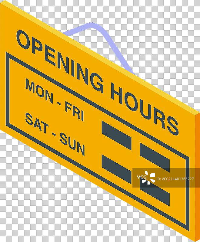 营业时间标志2.5D等距风格图片素材