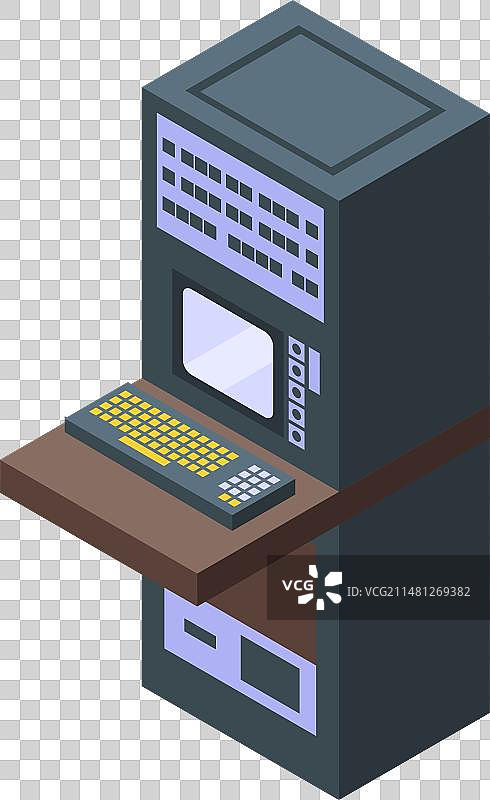 复古科技电脑2.5D太阳图标图片素材