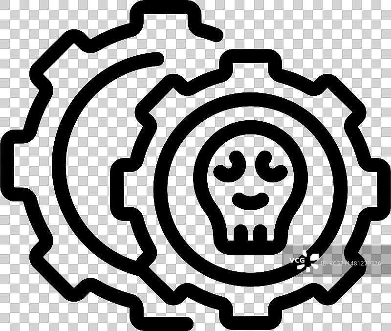 齿轮黑客攻击病毒描边图标图片素材