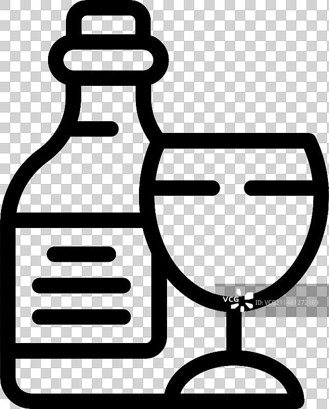 法式葡萄酒瓶轮廓旅行艺术图标图片素材