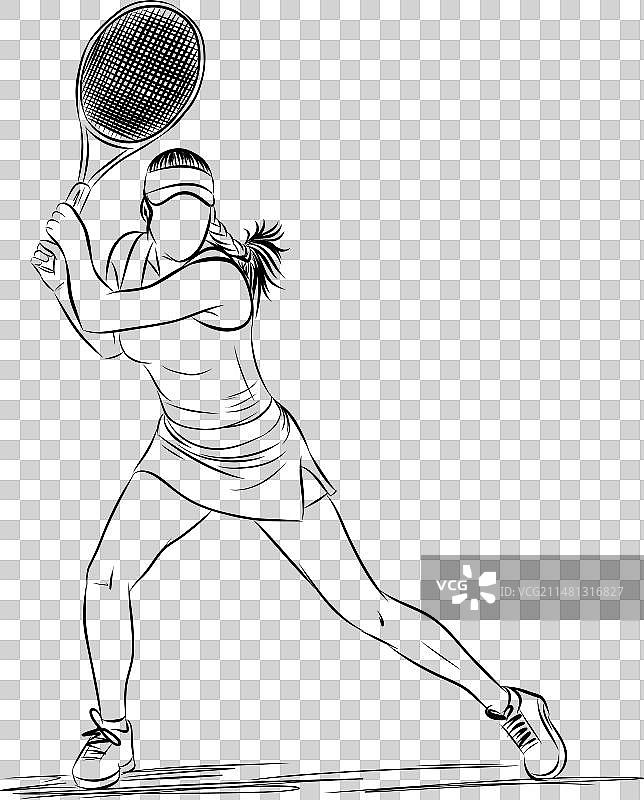 准备击球的年轻网球运动员图片素材