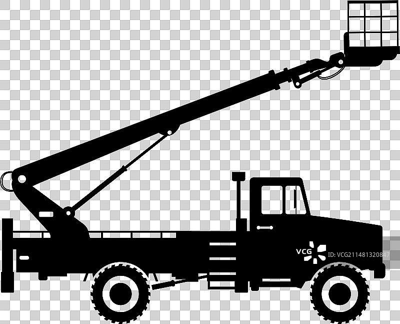 高空作业平台车斗剪影图片素材