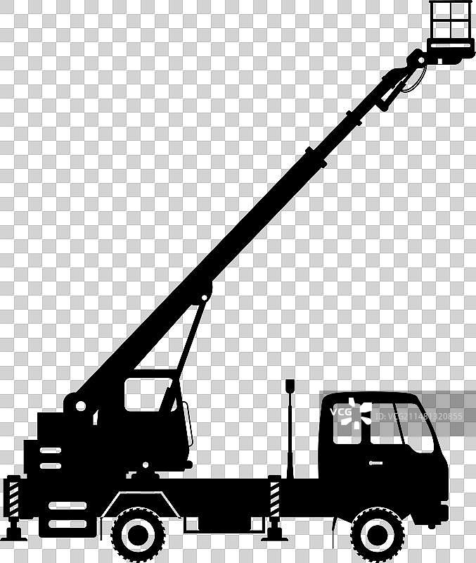 高空作业平台车斗剪影图片素材