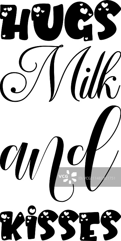 拥抱牛奶和亲吻黑色字母引用图片素材