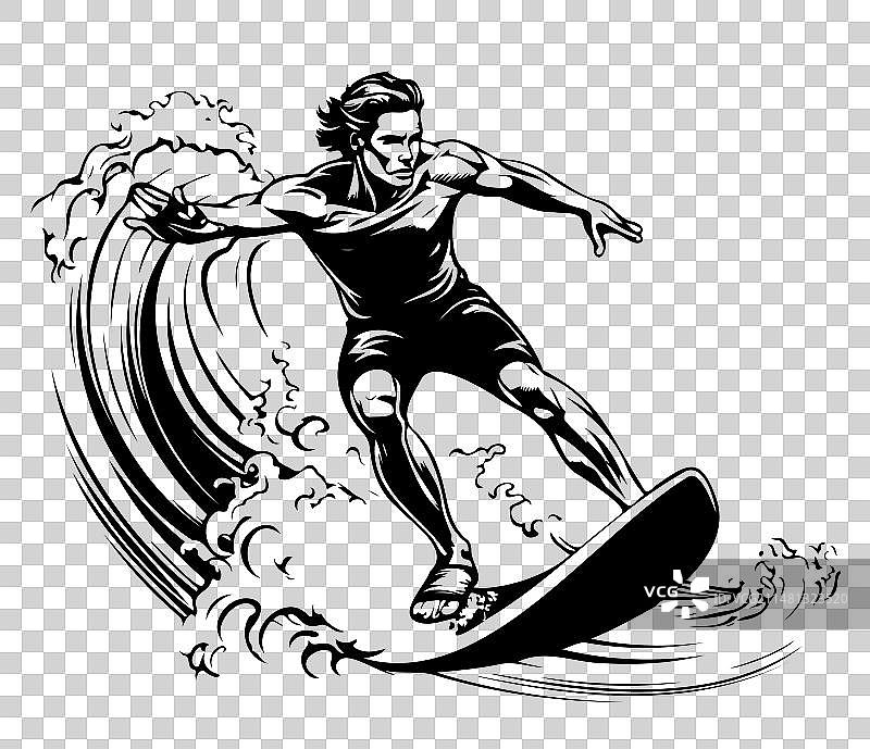 水墨风冲浪者图片素材