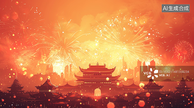 【AI数字艺术】庆祝 贺岁 过年 古建筑图片素材