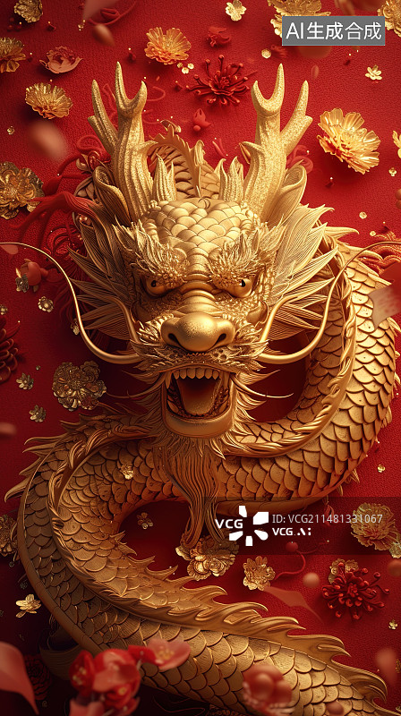 【AI数字艺术】中国神龙摆件图片素材
