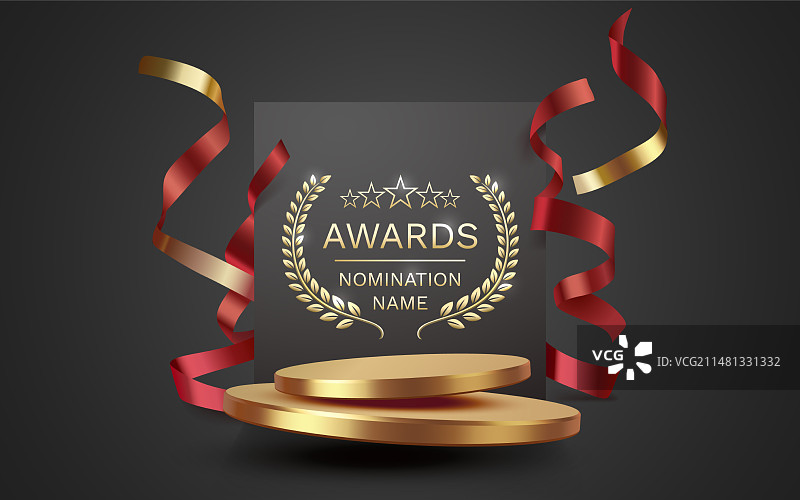 颁奖典礼提名领奖台金色奖杯图片素材