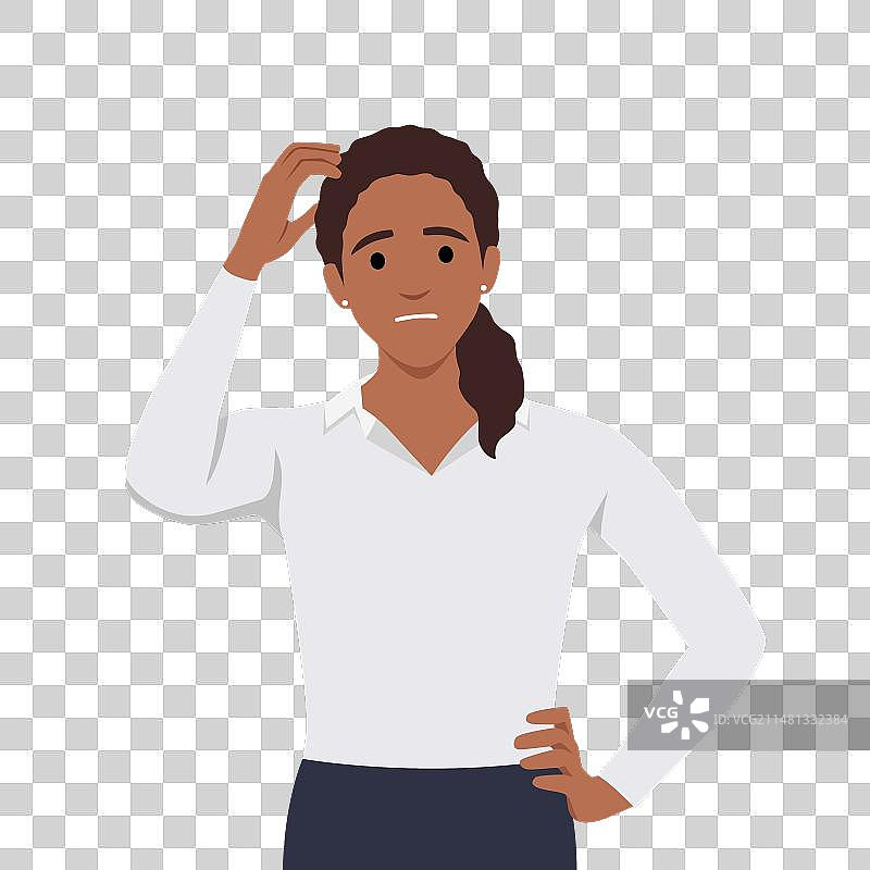 年轻女人挠头困惑图片素材
