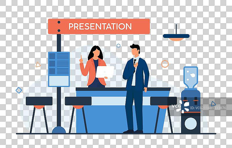 在产品推介会上展示的商人图片素材