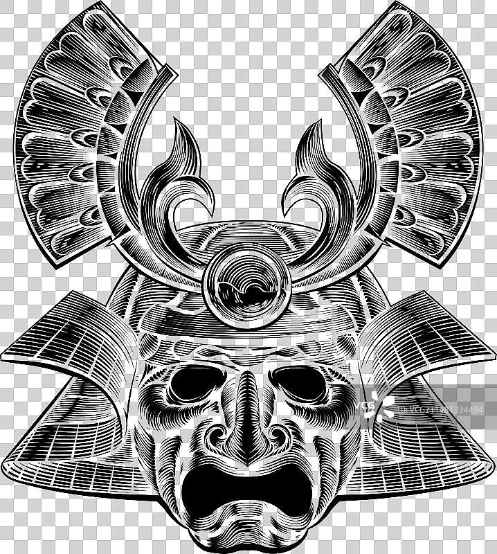 武士面具图案图片素材