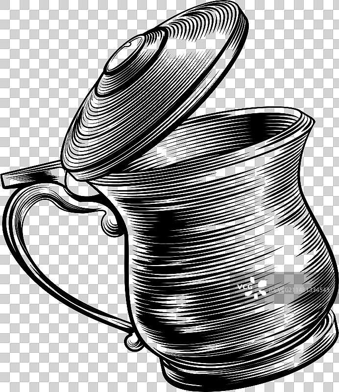 木刻啤酒杯图片素材