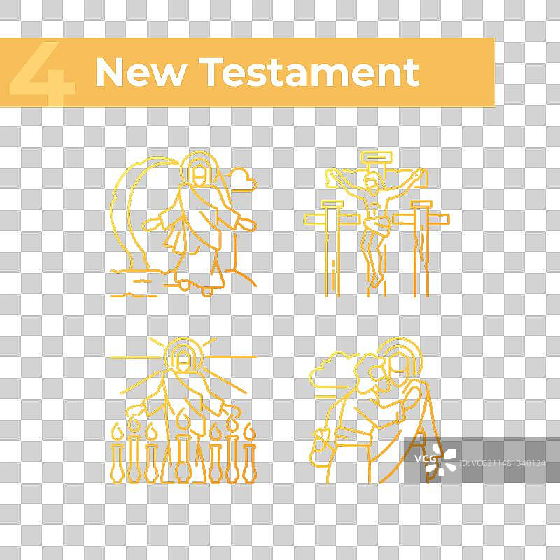 耶稣基督生平渐变线性图标图片素材