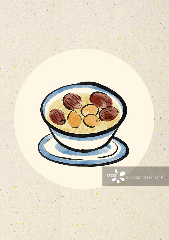 水墨风宁夏美食插画-八宝茶图片素材