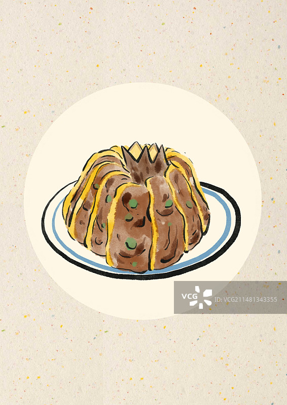 水墨风宁夏美食插画-卷帘子图片素材