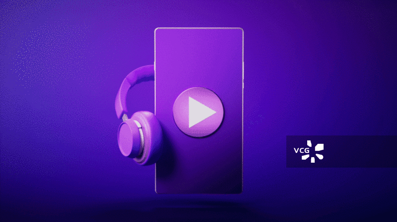 头戴式耳机与手机循环动画3D渲染图片素材